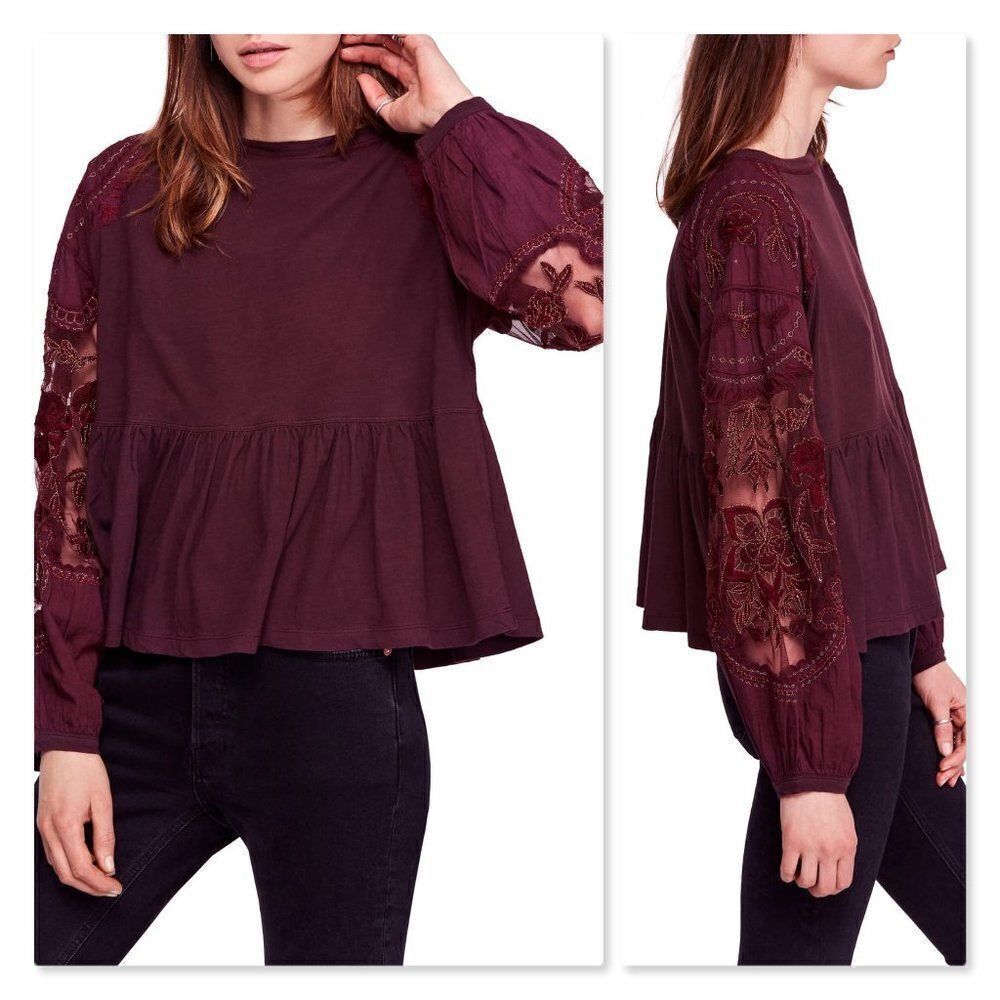 Free People Penny Top sz XS in Burgundy